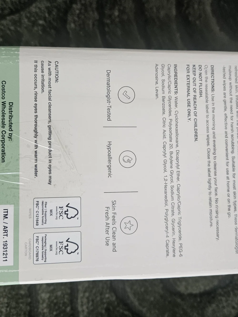 Kirkland Signature Micellar Facial Cleansing Wipes - Mint Green & White Pack